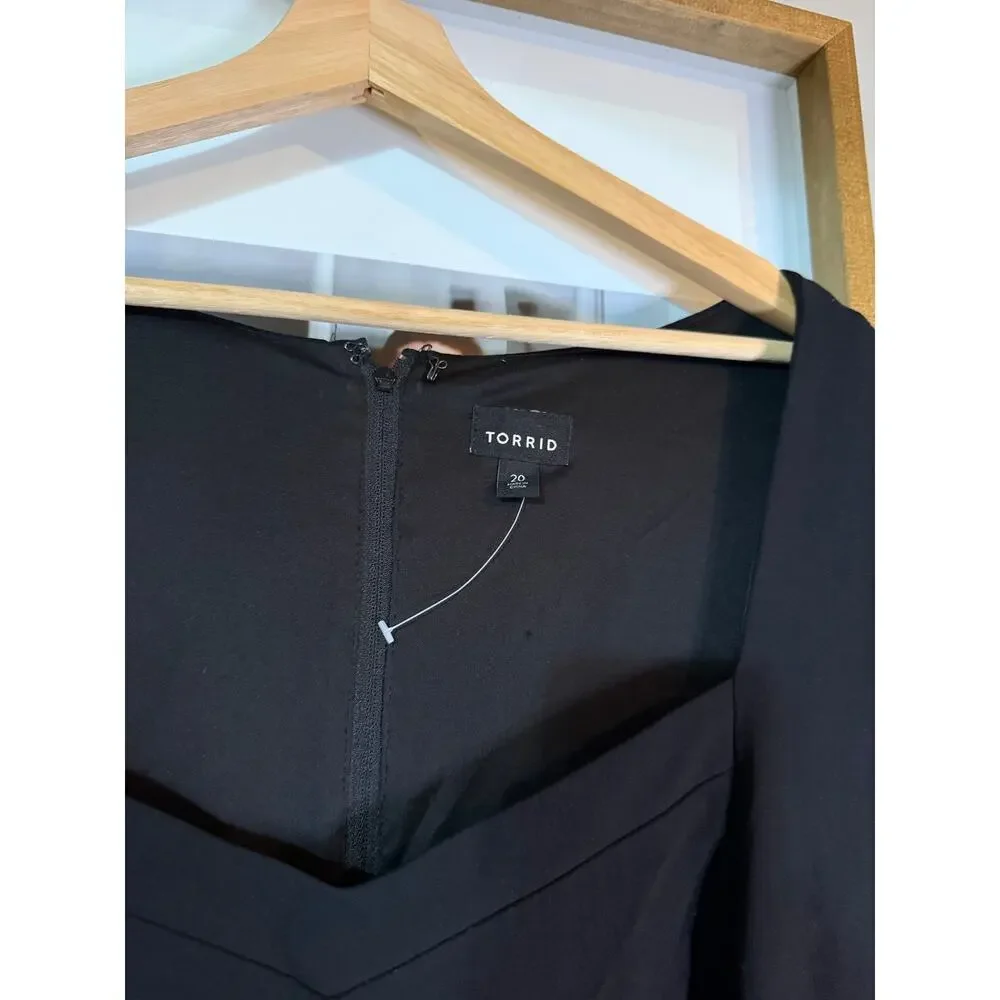 Torrid black bodycon dress square neck wiggle dress stretch size 20